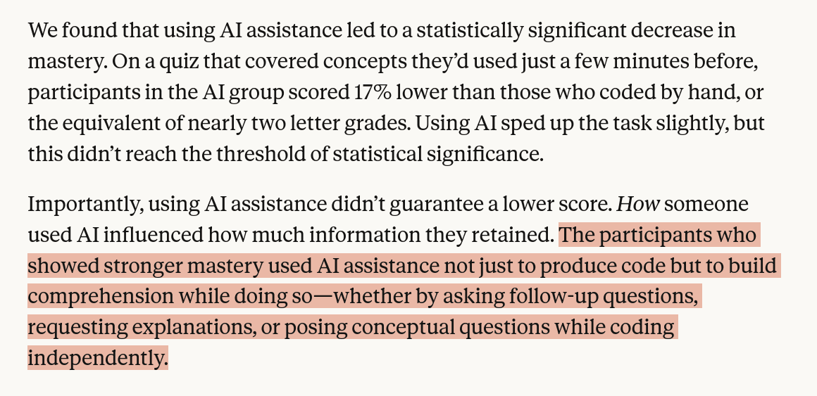 How AI assistance impacts the formation of coding skills - Anthropic